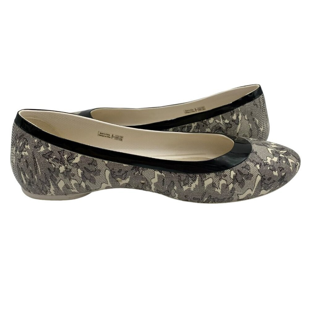 Crocs Lina Ballet Flats Oyster White/Black Print Slip On Women's Size 9 - Picture 6 of 12